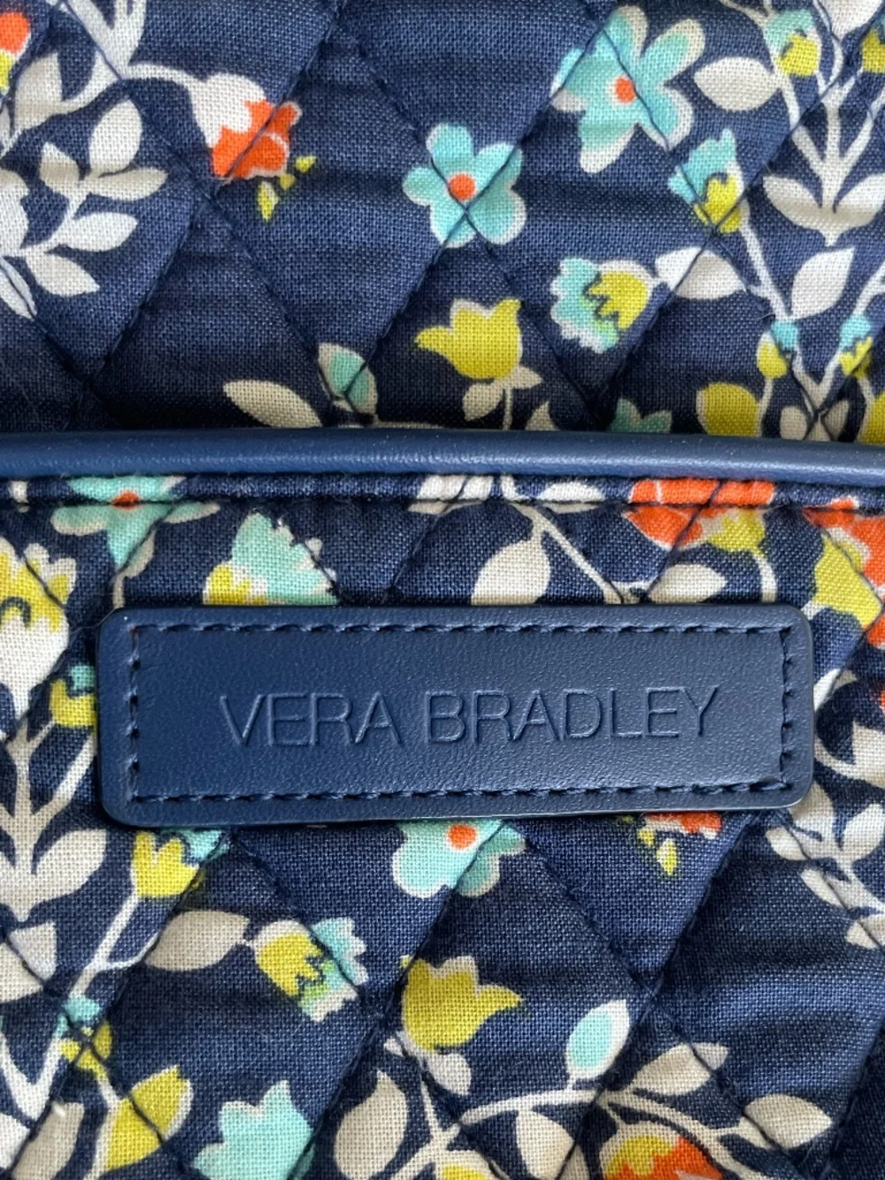 Vera Bradley Small Trimmed Vera Tote | Navy Floral Quilted Shoulder Bag